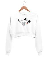 Sevimli Köpek - Sweet Dog V3 Beyaz Kadın Crop Sweatshirt - Tisho