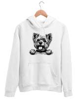 Sevimli Köpek - Sweet Dog V4 Beyaz Unisex Kapşonlu Sweatshirt - Tisho