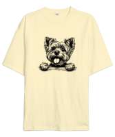 Sevimli Köpek - Sweet Dog V4 Krem Oversize Unisex Tişört - Tisho