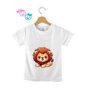 Sevimli Küçük Aslan Beyaz Çocuk Unisex - Tisho