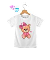 Sevimli kurdeleli ayıcık baskılı Beyaz Çocuk Unisex - Tisho