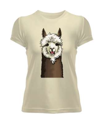 Sevimli Lama Krem Kadın Tişört - Tisho