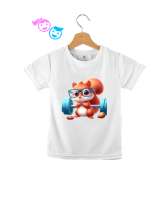 Sevimli Meraklı Sporcu Sincap Beyaz Çocuk Unisex - Tisho