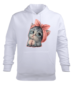 Sevimli Minik Kedi Erkek Kapüşonlu Hoodie Sweatshirt - Tisho