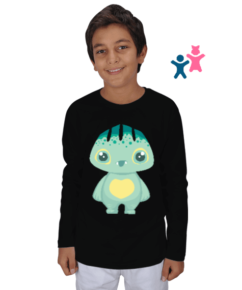 Tisho - Sevimli Monster Canavar 2 Çocuk Unisex Uzunkollu