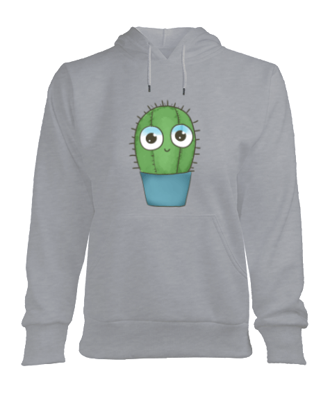 Tisho - Sevimli Mutlu Kaktüs Kadın Kapşonlu Hoodie Sweatshirt