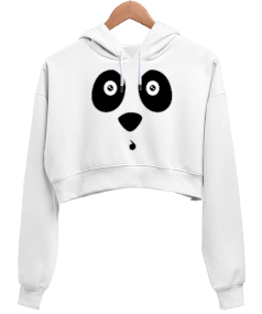 sevimli panda Kadın Crop Hoodie Kapüşonlu Sweatshirt - Tisho