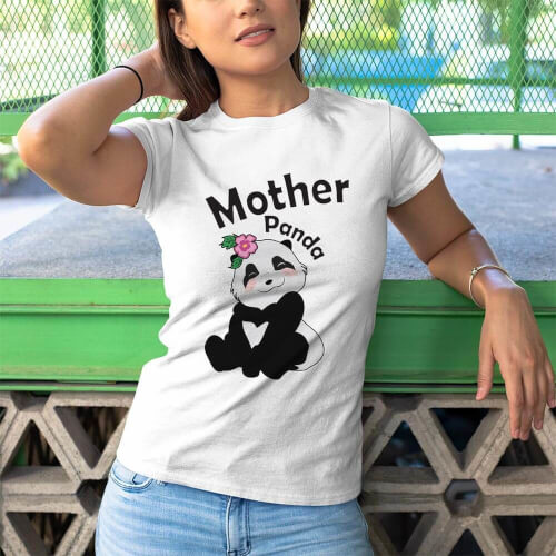 Sevimli Panda Kadın Tişört - Tekli Kombin - Thumbnail