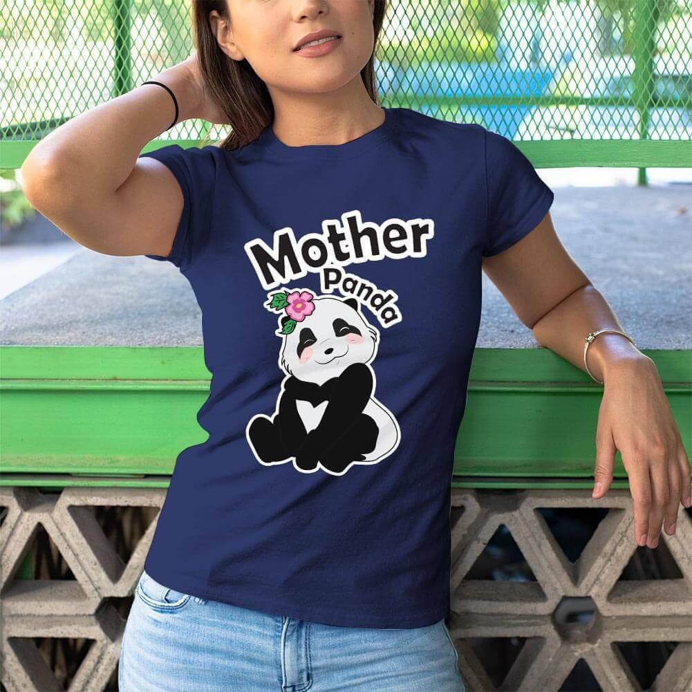 Sevimli Panda Kadın Tişört - Tekli Kombin