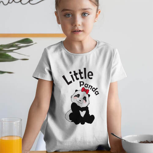 Tisho - Sevimli Panda Kız Çocuk Tişört - Tekli Kombin