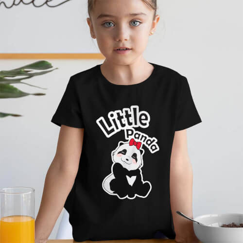 Sevimli Panda Kız Çocuk Tişört - Tekli Kombin - Thumbnail