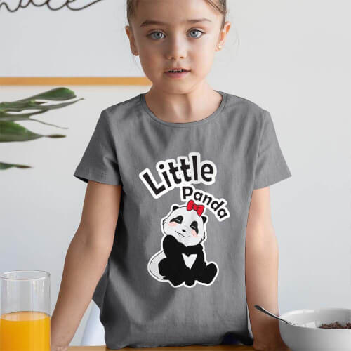 Sevimli Panda Kız Çocuk Tişört - Tekli Kombin - Thumbnail