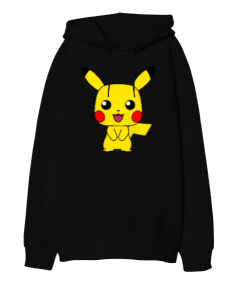 Tisho - Sevimli Pikachu 1 Oversize Unisex Kapüşonlu Sweatshirt
