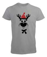 Sevimli Şapkalı Geyik Gri Erkek Tişört - Tisho