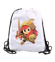 Sevimli Şövalye Baskılı Beyaz Büzgülü Spor Çanta - Tisho