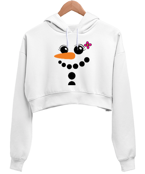 Tisho - SEVİMLİ YÜZLER Kadın Crop Hoodie Kapüşonlu Sweatshirt