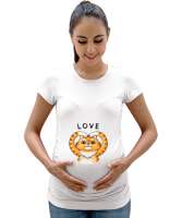 Seviyorum seni baskılı Beyaz Kadın Hamile Tişört - Tisho