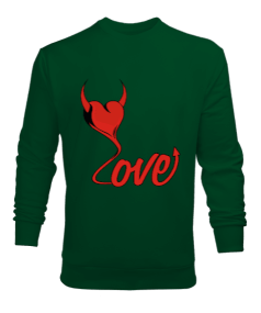 Şeytan kalp baskılı erkek Erkek Sweatshirt - Tisho