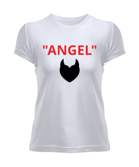 Tisho - Şeytan kalpli angel Beyaz Kadın Tişört