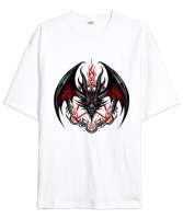 Şeytan Kanatları Beyaz Oversize Unisex Tişört - Tisho