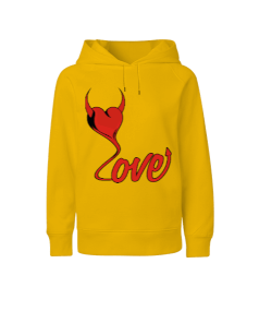 Şeytani kalp seviyorum baskılı erkek Çocuk Unisex Hoodie Kapüşonlu - Tisho
