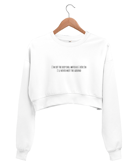 Tisho - Shallow Song Beyaz Kadın Crop Sweatshirt