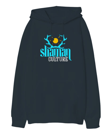 Tisho - Shaman Culture - Şaman Füme Oversize Unisex Kapüşonlu Sweatshirt