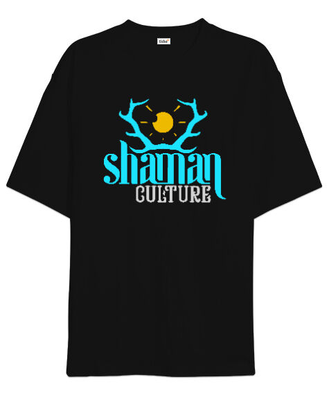 Tisho - Shaman Culture - Şaman Siyah Oversize Unisex Tişört