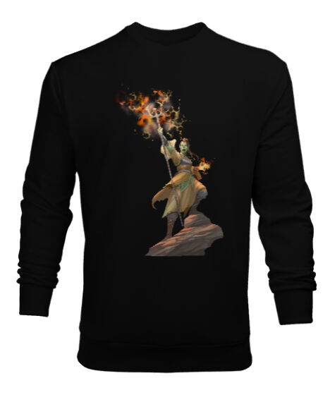 Tisho - Shaman Fire Siyah Erkek Sweatshirt
