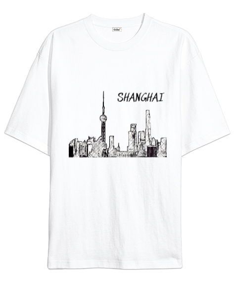 Tisho - Shanghai baskılı Oversize Unisex Tişört