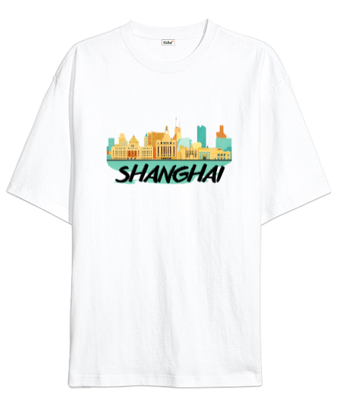 Tisho - SHANGHAI Beyaz Oversize Unisex Tişört