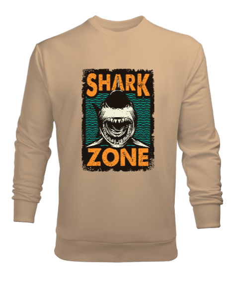 Tisho - Shark - Köpekbalığı Alanı Camel Erkek Sweatshirt