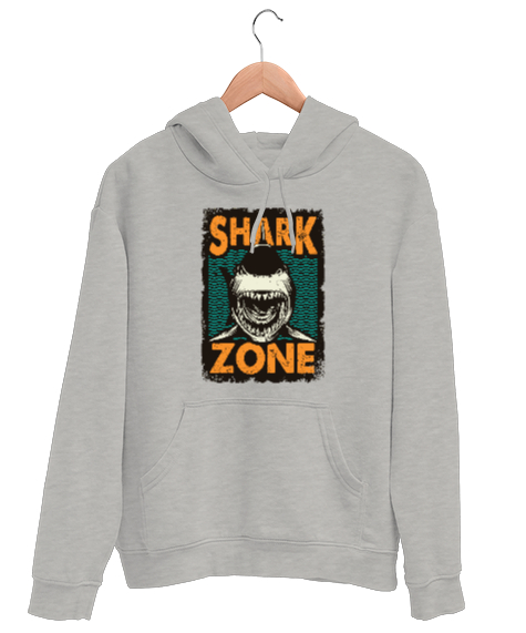 Tisho - Shark - Köpekbalığı Alanı Gri Unisex Kapşonlu Sweatshirt