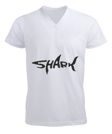 Tisho - Shark yazılı Erkek Kısa Kol V Yaka Tişört