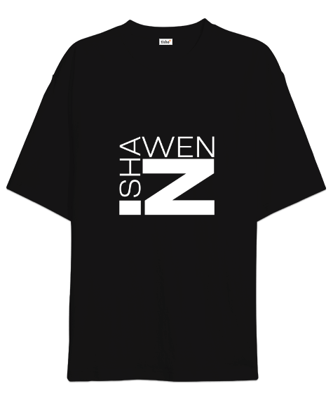 Tisho - SHAWENZ Logo Baskılı Siyah Oversize Unisex Tişört
