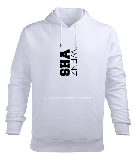 Tisho - Shawenz Yazı Baskılı Beyaz Erkek Kapüşonlu Hoodie Sweatshirt