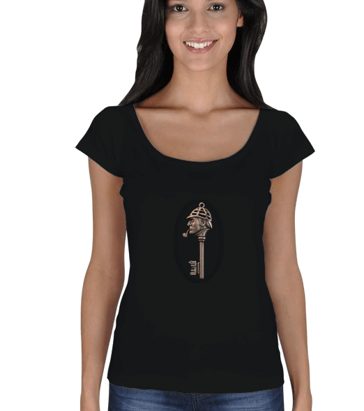 Tisho - Sherlock Key Bayan T-Shirt Kadın Açık Yaka