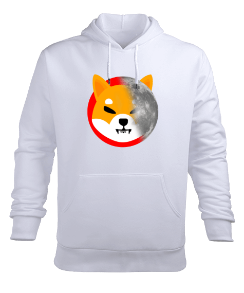 Tisho - SHIB to the Moon Shiba Inu v1H Beyaz Erkek Kapüşonlu Hoodie Sweatshirt