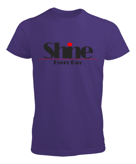 Shine - Sade Tasarım Mor Erkek Tişört