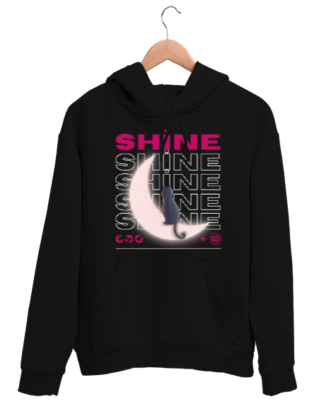 Tisho - Shine Siyah Unisex Kapşonlu Sweatshirt