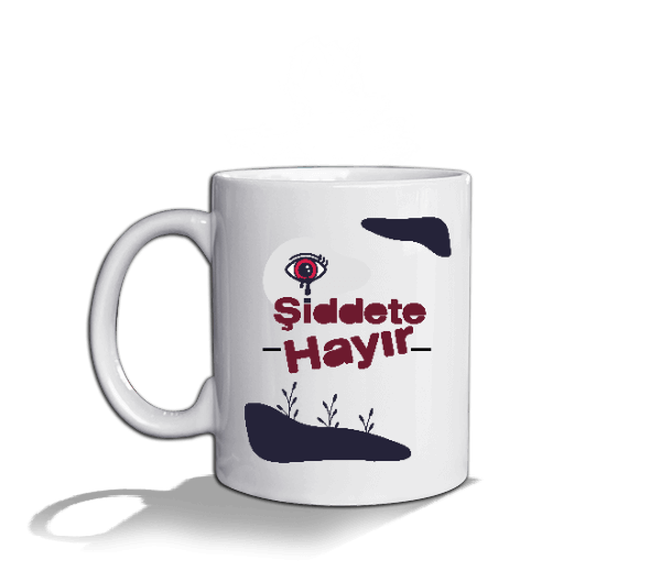 Tisho - Şiddete Hayır Beyaz Kupa Bardak