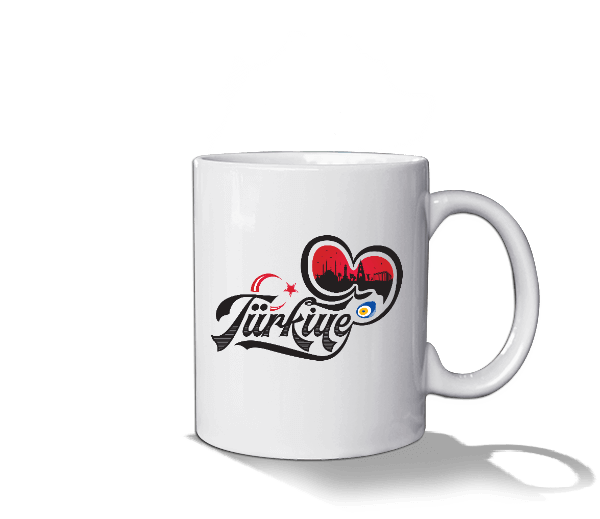 Siirt seviyorum ve Türkiye baskılı Beyaz Kupa Bardak