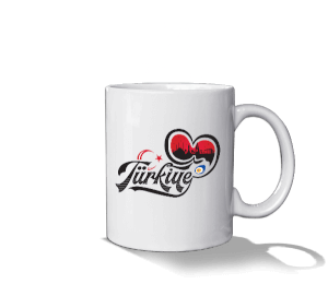 Siirt seviyorum ve Türkiye baskılı Beyaz Kupa Bardak - Thumbnail