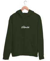 Silence Haki Yeşili Unisex Kapşonlu Sweatshirt - Tisho