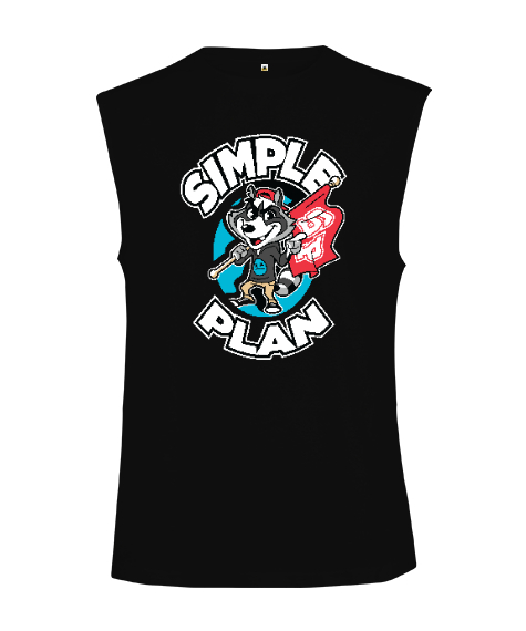 Tisho - Simple Plan Racoon Alternate Siyah Kesik Kol Unisex Tişört