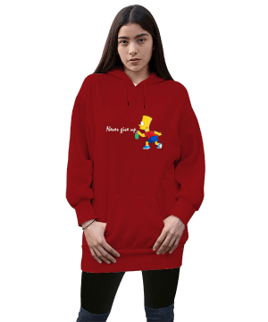 simpson tasarımlı Kadın Uzun Hoodie Kapüşonlu Sweatshirt