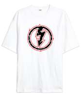 Şimşek Logo - Thunder Beyaz Oversize Unisex Tişört - Tisho