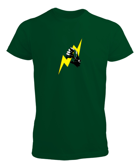 Tisho - Şimşek tutan el Çimen Yeşili Erkek Tişört