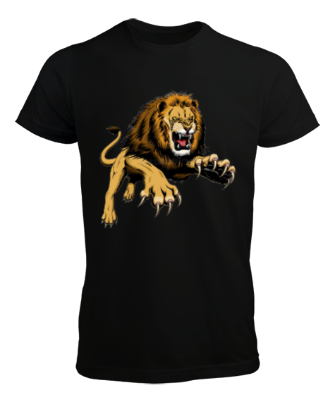 Tisho - Sinirli aslan Siyah Erkek Tişört