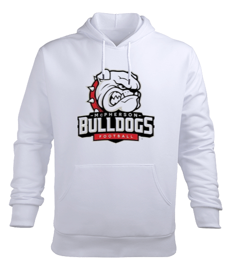 Tisho - Sinirli bulldog baskılı Beyaz Erkek Kapüşonlu Hoodie Sweatshirt